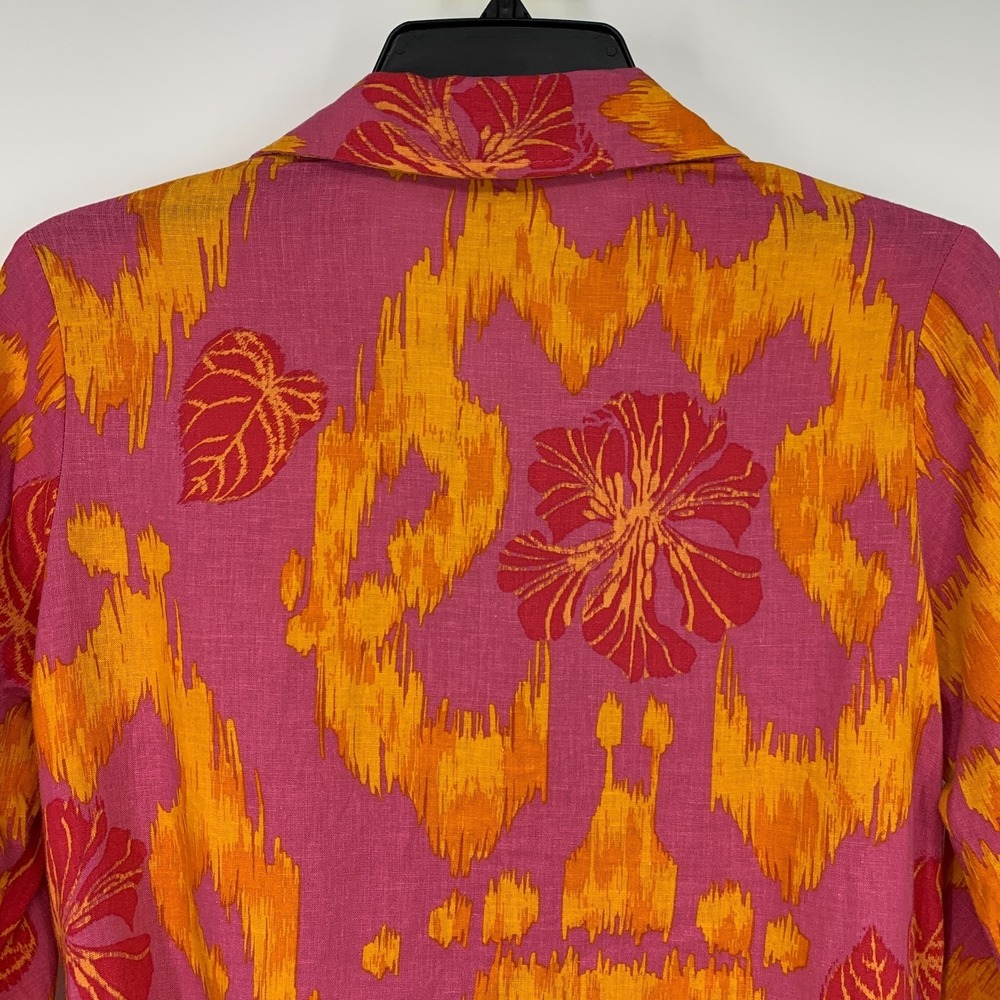 Christian Siriano Top Linen Blend V Neck Button Down Long Sleeve Womens Small - Picture 10 of 11